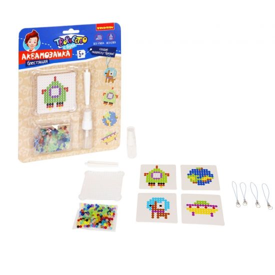 Набор для творчества АКВАМОЗАИКА "КОСМИЧЕСКИЕ ПРИКЛЮЧЕНИЯ" блестящие бусины, подвеска Творчество с Буки Bondibon - BONDIBON