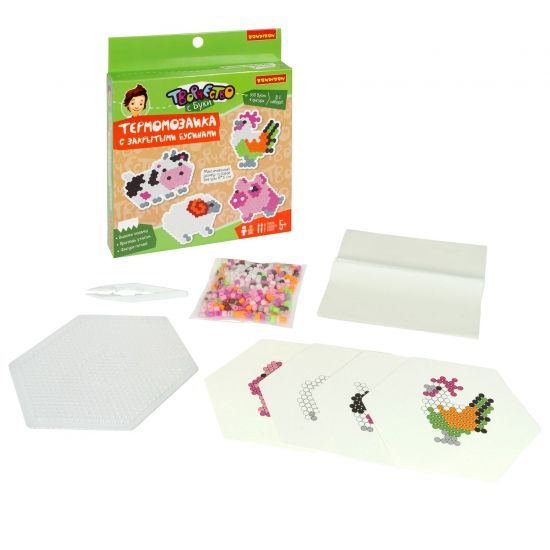 Набор для творчества ТЕРМОМОЗАИКА "ЖИТЕЛИ ФЕРМЫ" с закрытыми бусинами Творчество с Буки Bondibon - BONDIBON