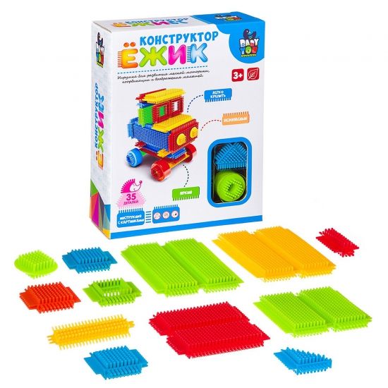 Конструктор игольчатый для малышей "ЁЖИК" МАШИНА 35 деталей Baby You Bondibon - BONDIBON