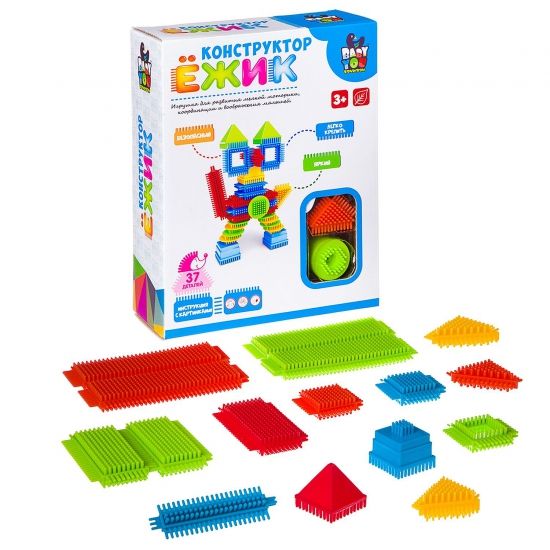 Конструктор игольчатый для малышей "ЁЖИК" КОТ 37 деталей Baby You Bondibon - BONDIBON