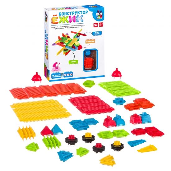 Конструктор игольчатый для малышей "ЁЖИК" САМОЛЕТ 58 деталей, Baby You Bondibon - BONDIBON