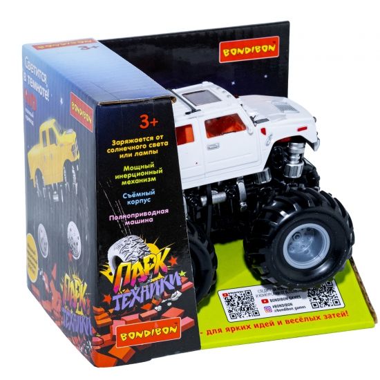 Инерционный джип 4WD "Парк Техники", светится в темноте, белый Bondibon - BONDIBON