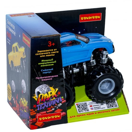 Инерционный джип 4WD "Парк Техники", светится в темноте, синий Bondibon - BONDIBON