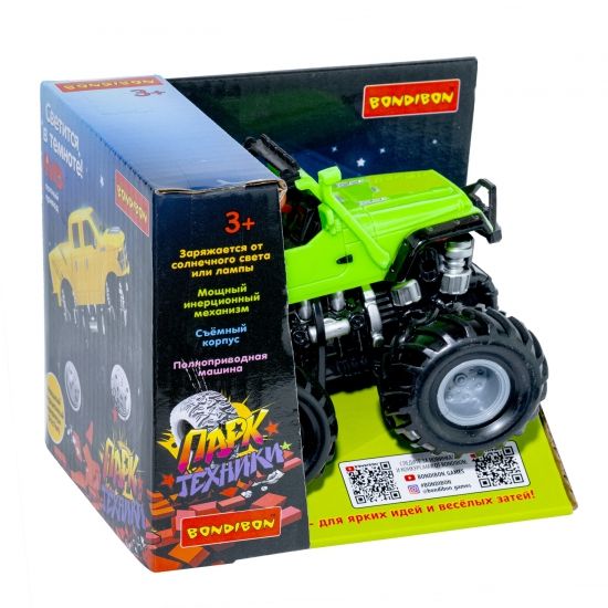 Инерционный джип 4WD "Парк Техники", светится в темноте, зелёный Bondibon - BONDIBON