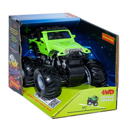 Инерционный джип 4WD "Парк Техники", светится в темноте, зелёный Bondibon - BONDIBON