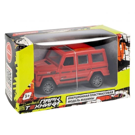 Инерционная машина "ПАРК ТЕХНИКИ", красный внедорожник, открываются двери и багажник, Bondibon - BONDIBON