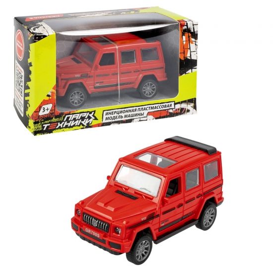 Инерционная машина "ПАРК ТЕХНИКИ", красный внедорожник, открываются двери и багажник, Bondibon - BONDIBON
