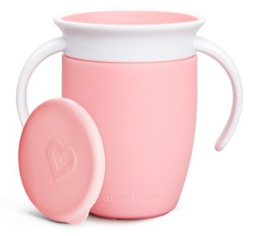Munchkin поильник непроливайка MIRACLE® 360° с крышкой и ручками  207 мл. с 6 мес., розовый - MUNCHKIN