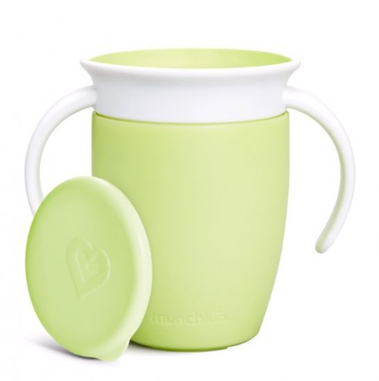 Munchkin поильник непроливайка MIRACLE® 360° с крышкой и ручками  207 мл. с 6 мес., зеленый - MUNCHKIN