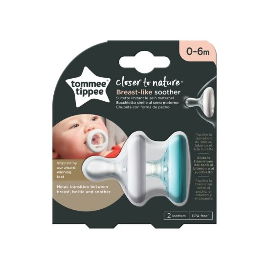Tommee Tippee соска-пустышка силиконовая Breast-like, 0-6 мес., 2 шт. - TOMMEE TIPPEE