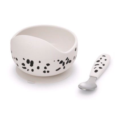 Elodie посуда силиконовая набор - миска, ложка - Dalmatian Dots - ELODIE
