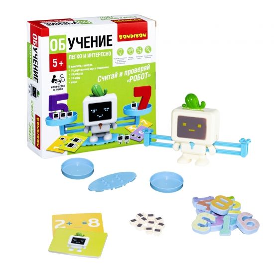 Настольная игра "СЧИТАЙ И ПРОВЕРЯЙ" РОБОТ Обучение легко и интересно Bondibon - BONDIBON