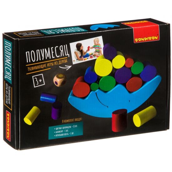 Деревянная игра-балансир Bondibon «ПОЛУМЕСЯЦ» - BONDIBON