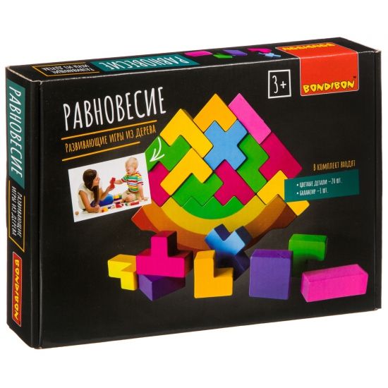 Развивающие игры из дерева Bondibon Головоломка Игра-балансир «РАВНОВЕСИЕ», BOX 27,6?3,7?19 см - BONDIBON