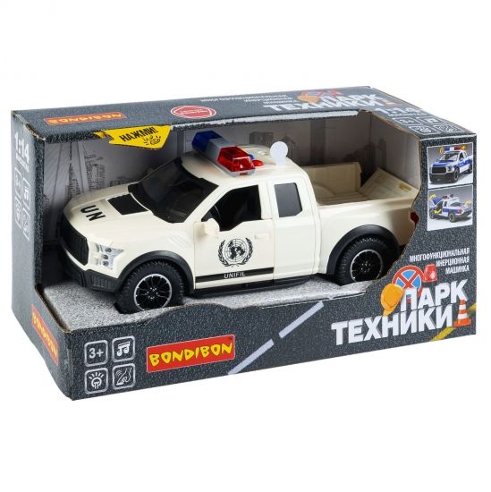 Машина инерционная "ПИКАП ПОЛИЦИЯ" свет, звук, открываются двери, капот и багажник, 1:14, Парк Техники, Bondibon - BONDIBON