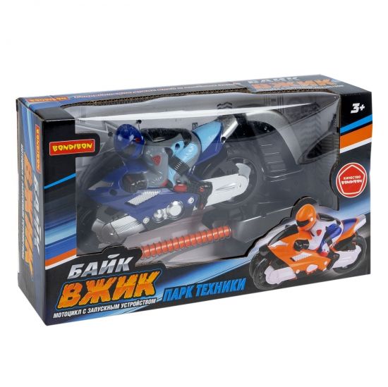 Мотоцикл с запускным устройством "БАЙК ВЖИК", синий, Парк Техники Bondibon - BONDIBON