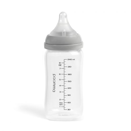 Стеклянная бутылочка Paomma, 240 мл, Light Grey