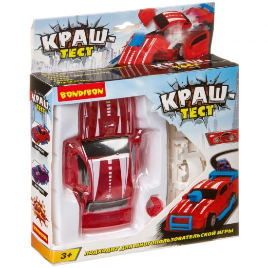 Инерционная машинка Bondibon "Краш-тест" красная - BONDIBON