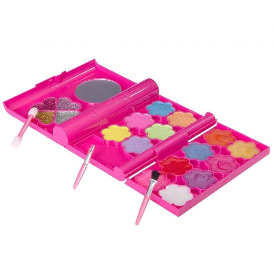 Набор детской декоративной косметики в прямоугольной раскладной розовой косметичке, Eva Moda Bondibon - BONDIBON