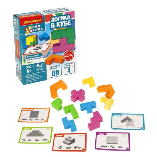 Настольная логическая игра-головоломка "ЛОГИКА В КУБЕ" Бондилогика Bondibon - BONDIBON