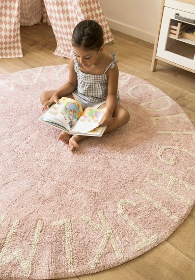 Ковер круглый Алфавит Round ABC (розовый) 150R - Lorena Canals