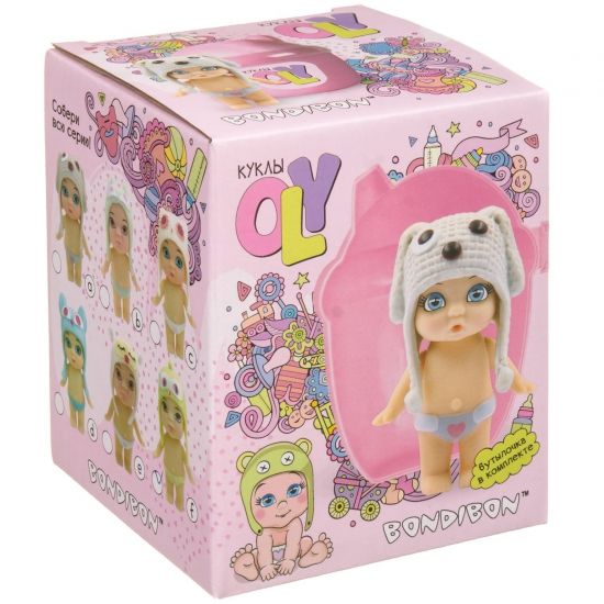 Кукла-сюрприз в поильнике, с голубой шапочкой в виде ФИЛИНА и аксессуарами Oly Bondibon - BONDIBON