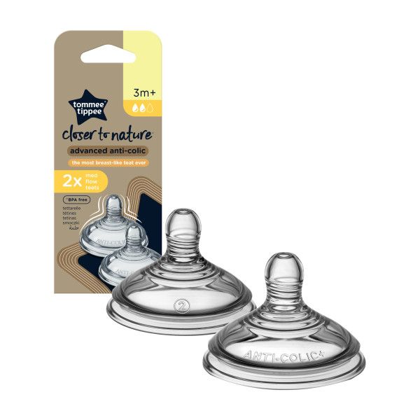 Tommee Tippee соска силиконовая для бутылочки Advanced Anti-Colic, средний поток, 3+, 2 шт. - TOMMEE TIPPEE