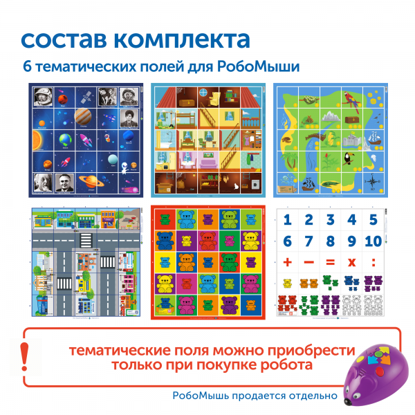 RM6001 Комплект тематических полей "Строим маршруты с РобоМышью" (6 элементов)