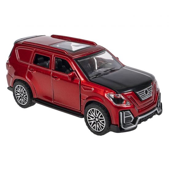 Инерционный металлический ВНЕДОРОЖНИК "ПАРК ТЕХНИКИ", открываются двери, капот, багажник, бордовый, 1:36, Bondibon - BONDIBON