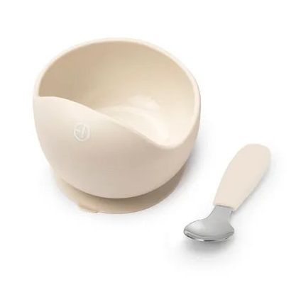 Elodie посуда силиконовая набор - миска, ложка - Vanilla White - ELODIE