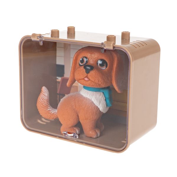 Игровой набор ЛАПА ДРУЖБЫ Щенок коричневый с голубым бантом в боксе - BONDIBON