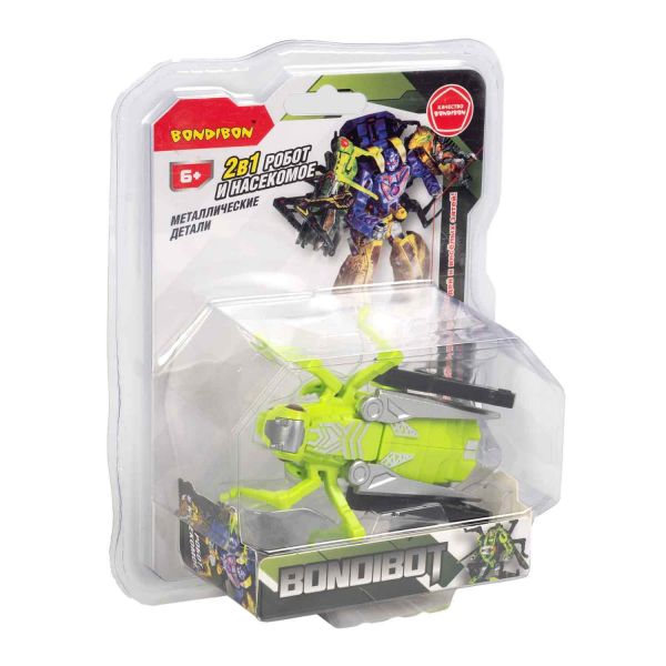 Трансформер BONDIBOT 2в1 робот-кузнечик зеленый с металлическими деталями Bondibon - BONDIBON