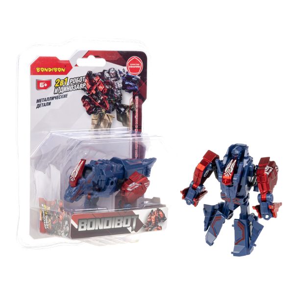 Трансформер BONDIBOT 2в1 робот-паразавролоф синий с металлическими деталями Bondibon - BONDIBON