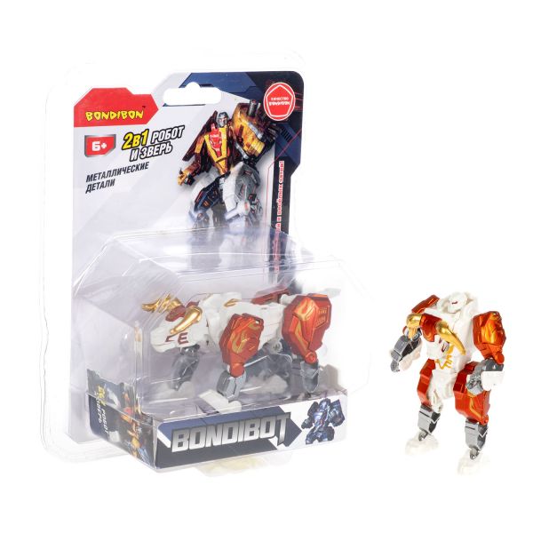 Трансформер BONDIBOT 2в1 робот-бизон белый с металлическими деталями Bondibon - BONDIBON