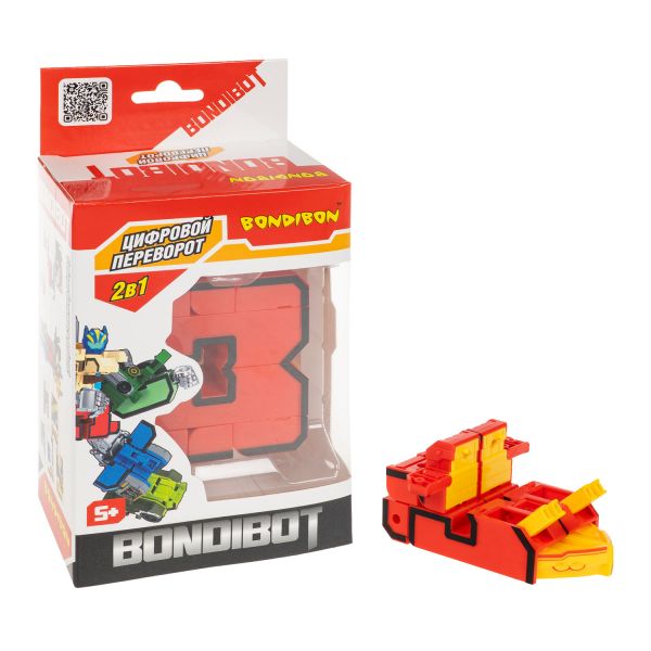 Трансформер BONDIBOT 2в1 цифра "3" Bondibon - BONDIBON