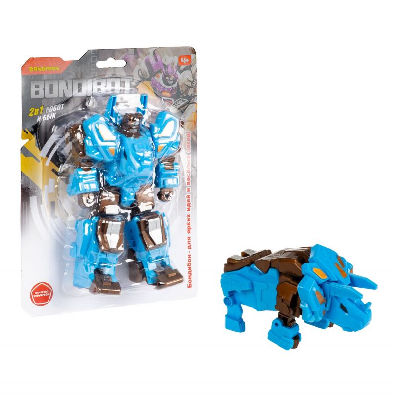 Трансформер BONDIBOT 2в1 робот-бык голубой Bondibon - BONDIBON
