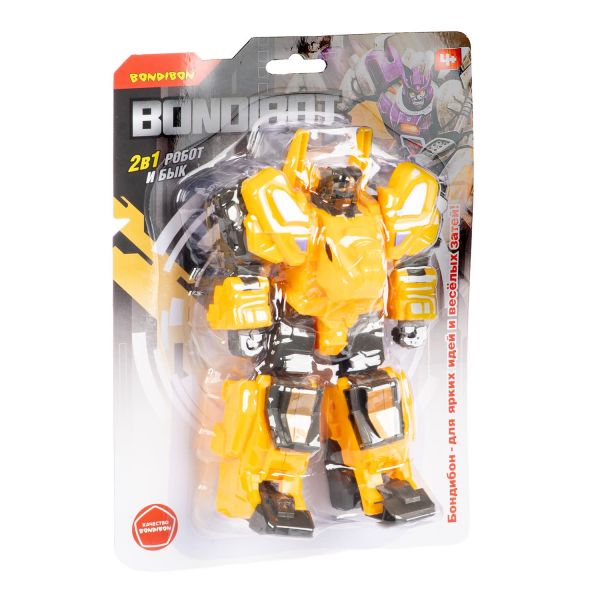 Трансформер BONDIBOT 2в1 робот-бык желтый Bondibon - BONDIBON