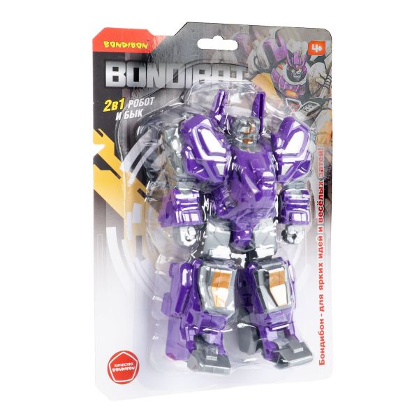 Трансформер BONDIBOT 2в1 робот-бык фиолетовый Bondibon - BONDIBON