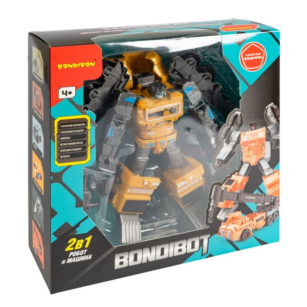 Трансформер BONDIBOT 2в1 робот-автобетоносмеситель жёлтый Bondibon - BONDIBON