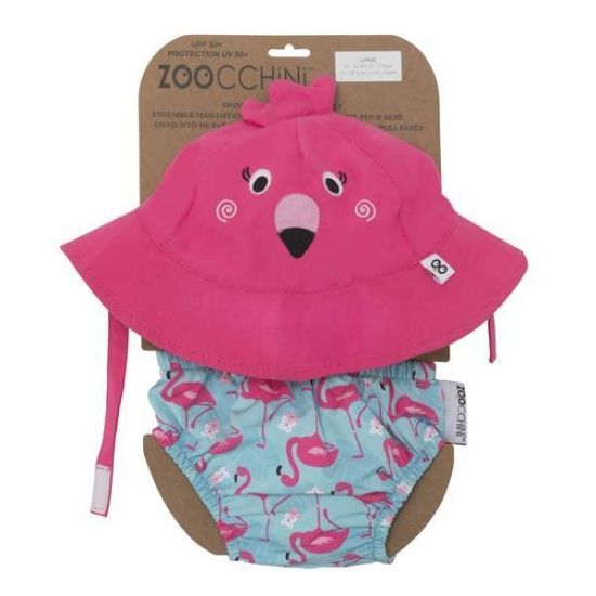Подгузник для плавания и солнцезащитная панамка в наборе Zoocchini Фламинго - Zoocchini