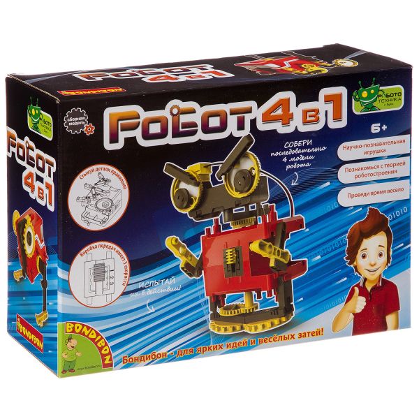 Набор для опытов Bondibon "Роботы 4 в 1" Французские опыты Науки с Буки - BONDIBON