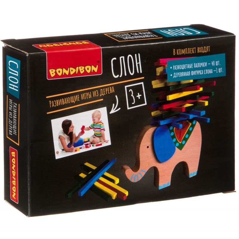 Развивающая игра из дерева Bondibon «БАЛАНСИРОВЩИК» Слон - BONDIBON