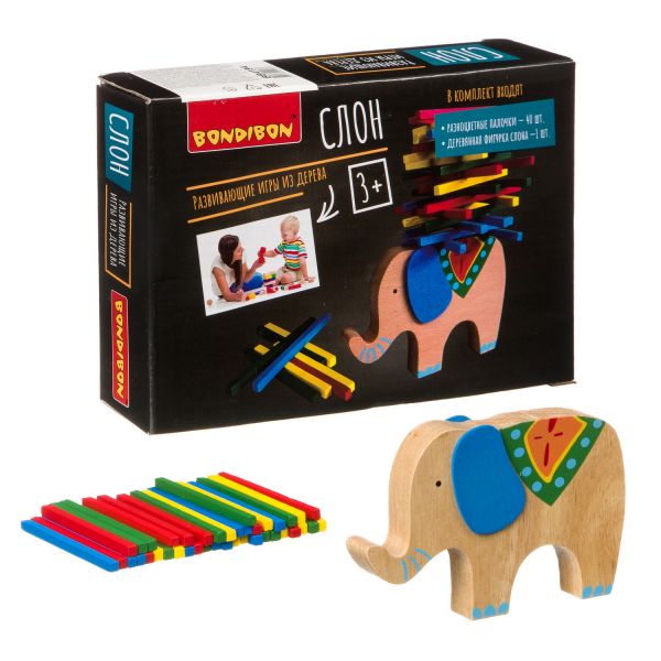 Развивающая игра из дерева Bondibon «БАЛАНСИРОВЩИК» Слон - BONDIBON