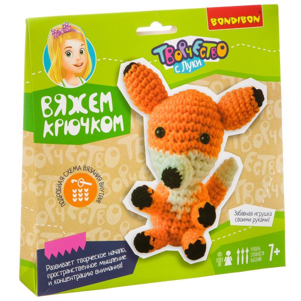Набор для творчества Bondibon "Вяжем крючком: Лисичка" - BONDIBON