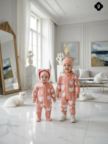 Комбинезон, Кошки на пудровом,  арт. MB02124 - Damodara