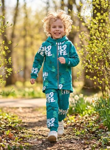 Худи дракончик, Футер, Мишки елочки на зеленом,  арт. 704Ф - Damodara