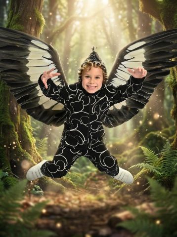 Худи дракончик, Футер, Мишки на черном,  арт. 704Ф - Damodara