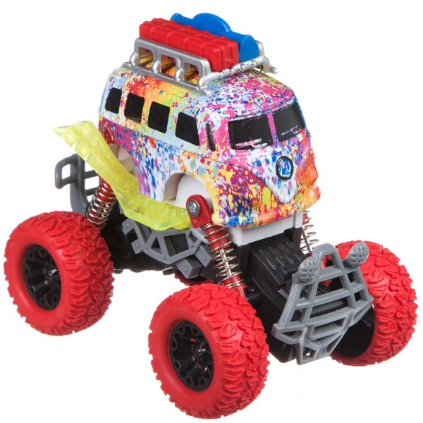 Инерционный автобус на пружинной подвеске Bondibon "Парк Техники" со светом и звуком красные колеса - BONDIBON