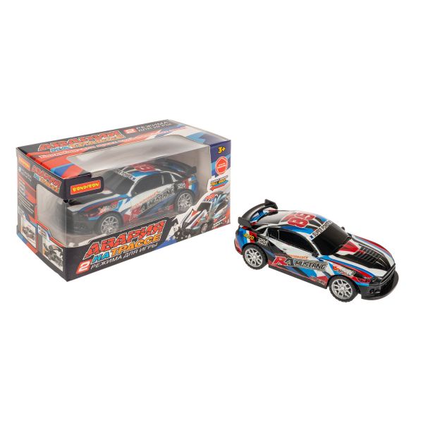 Инерционная машина "АВАРИЯ НА ТРАССЕ" гонка конструктор с режимом фиксации, 2 режима, разноцветная, Bondibon - BONDIBON