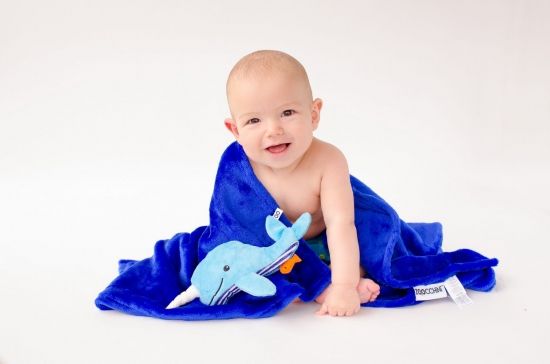 Одеяло с игрушкой Zoocchini Кит / синее - Zoocchini